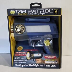 Star Patrol Mega-Bright Rechargeable Spotlight Emergency Flashlight w/ 10 Modes
